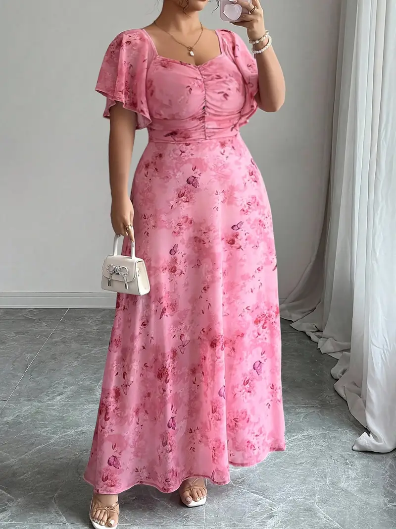 pink casual dress plus size Ketyyh-chn99 Maxi Dress Plus Size Casual High-Low Dress Hot Pink,3XL
