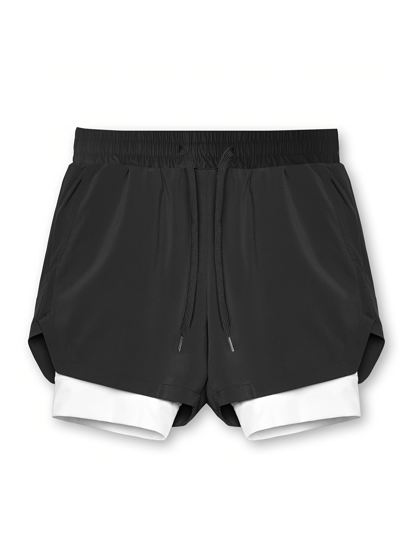 2025 Men'S Sports Casual Shorts, Double-Layered Faux Two-Piece, Suitable for Marathon, Basketball, And Fitness, Quick-Drying And Moisture-Wicking
