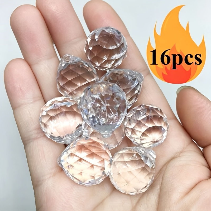TEMU 2d Flat, 16pcs Crystal Pendant, Crystal Sunshine Catcher, Refracted Light And Shadow, Hanging Decoration, Room Decoration, Holiday Decoration,