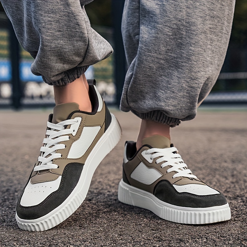 Zapatillas de Estilo Vintage para Hombre Con Cordones, Zapatos de Skate  de Caña con Gruesa para y Actividades