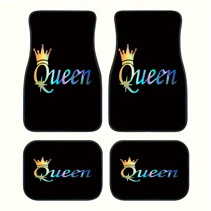 

4pcs Crown Print Car Floor Mats - Absorbent, Non-slip & Washable For All Seasons - Stylish Interior Protection For Cars, Suvs & More - Perfect Gift For Men & Women