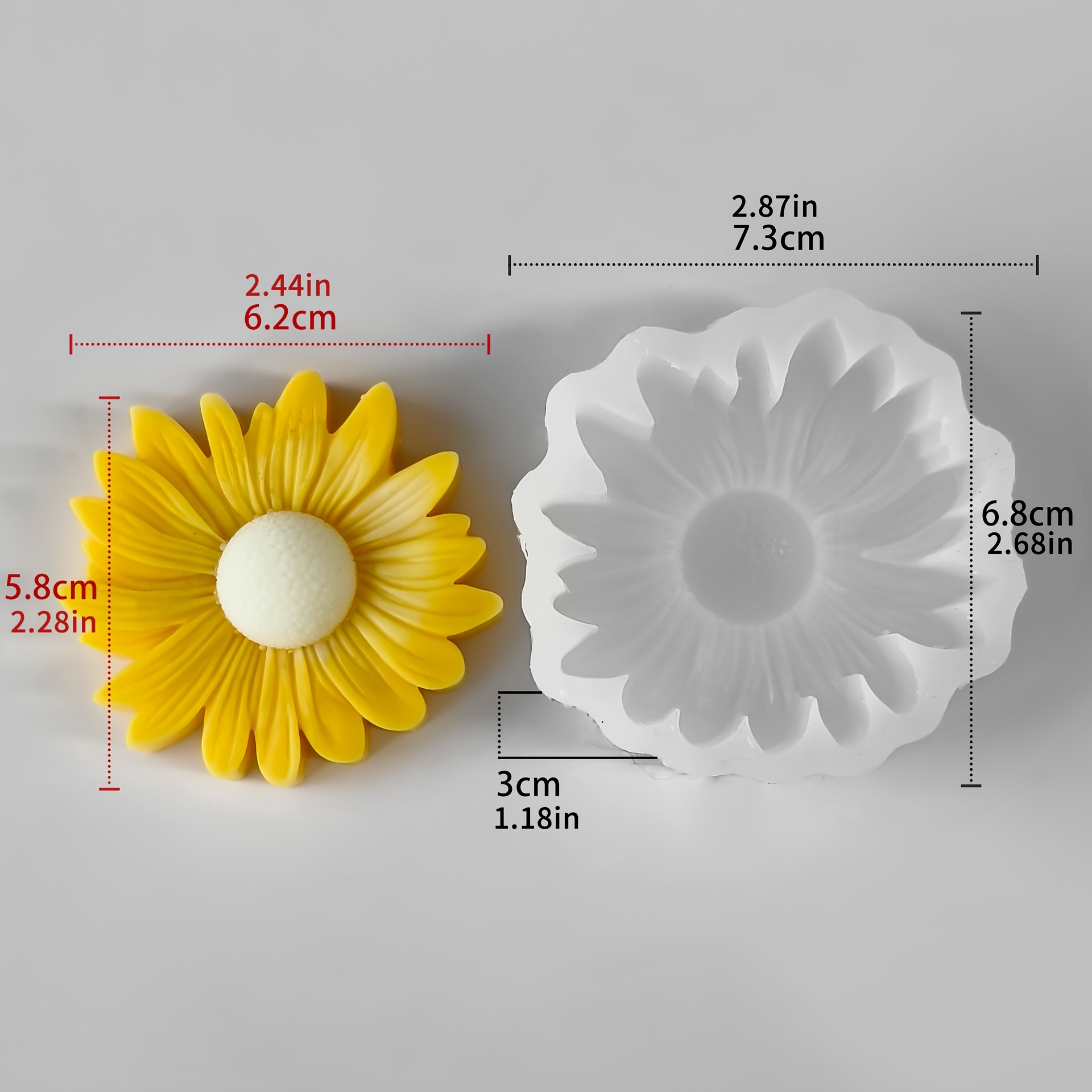 TEMU Daisy Flower Epoxy Resin Mold Diy Sunflower Scented Candle Silicone Mold