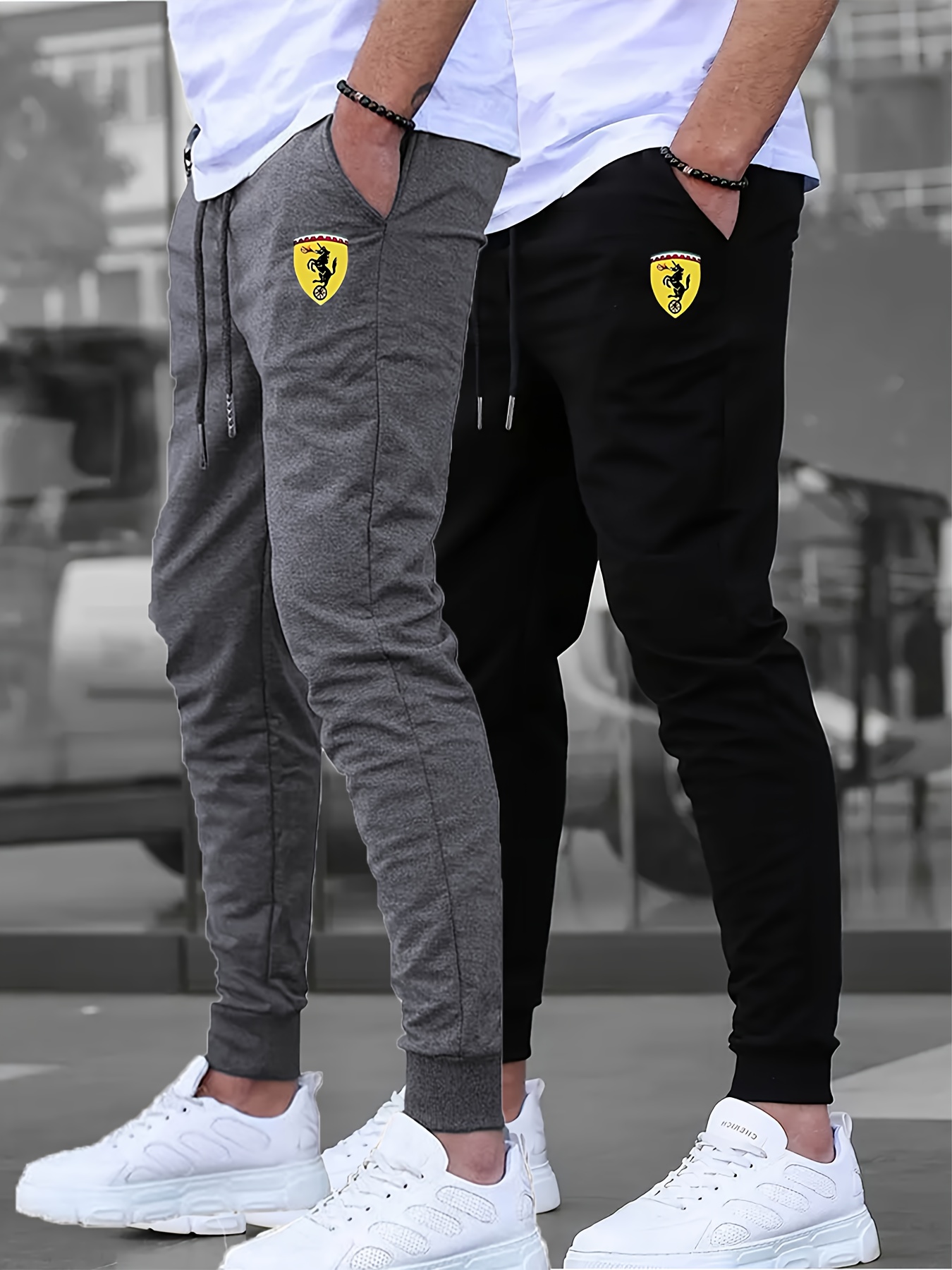 2pcs of Men's drawstring foot sports pants and Men's casual slightly elastic jogging shirt, suitable for spring and autumn running and jogging, outdoor fabric, Jogger Pants, Warm Joggers for Men, Baggy Joggers, Joggers Men, Running Pants, Outdoor Jogging, Relaxed Fit, Sporty Design, Durable Construction, Lightweight Joggers, Athletic Pants, Men's Activewear, Fitness Enthusiasts, Gym Goers