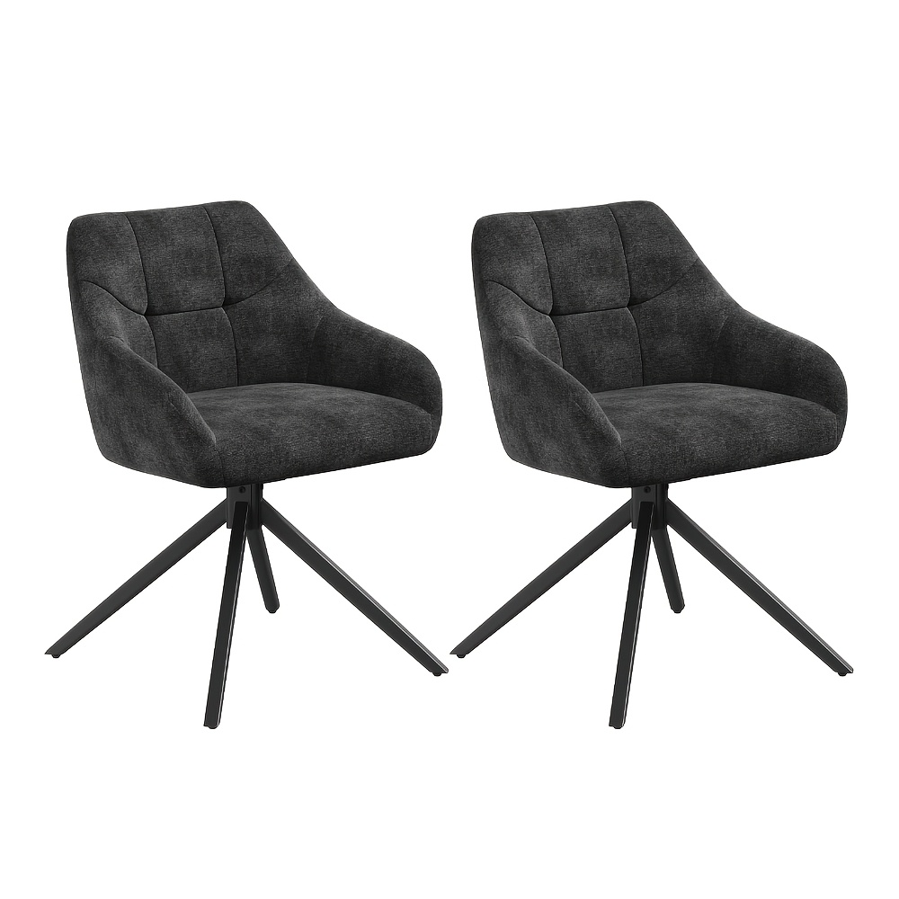 Dining Chair Set, Swivel Chair, 360° Rotation, Kitchen Chair With Armrests, Modern Light , Chenille Fabric, Suitable For Dining Room, Living Room, And Kitchen