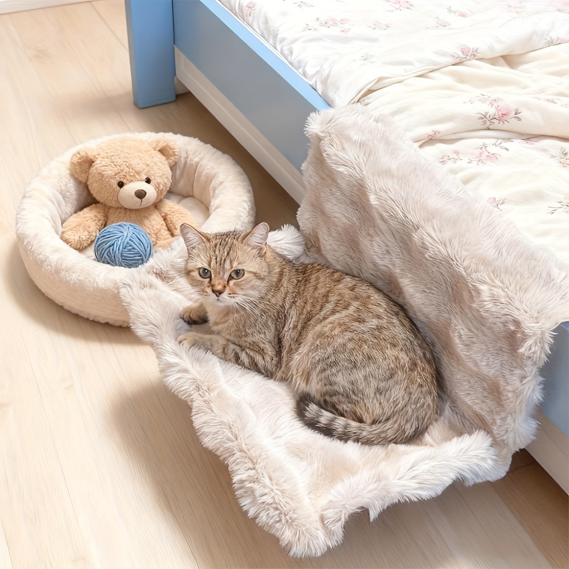 1 hamac moelleux pour chat - lit de couchage pour animal avec coussin doux et housse amovible lavable - tissu en polyester résistant et base antidérapante - installation stable sans perçage - utilisation toute saison pour canapé/bord de lit/appui de fenêtre