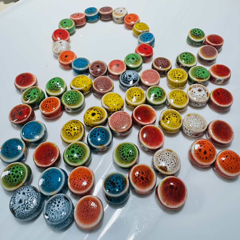 60/120pcs Multicolor Speckled Glaze Ceramic Beads for DIY Jewellery