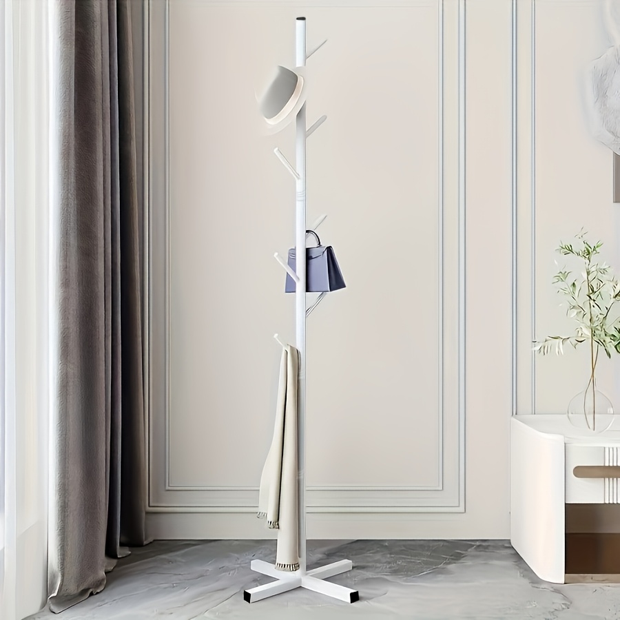 TEMU Modern Metal Freestanding Coat Rack With 8 Hooks - Adjustable Sturdy Coat Tree For Coats, Bags, Hats, Multi-functional Space- Design, Easy