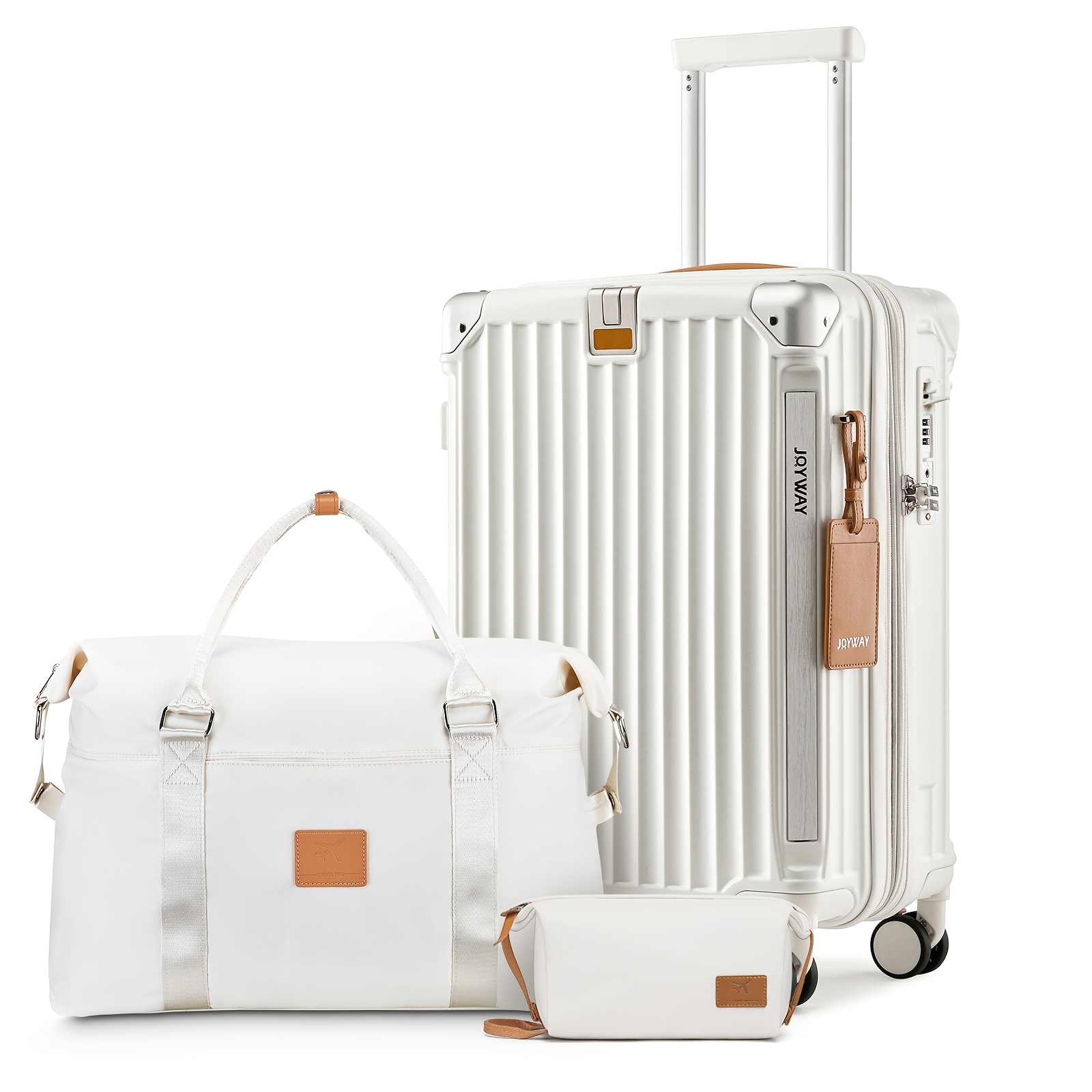 Image of Joyway 20-inch Carry-on Luggage Business Travel Set (suitcase + Travel Bag + Toiletry Bag) Abs+pp Hard Shell Expandable 25% 360° Tsa Combination Lock With Cup Holder Carry-on Luggage