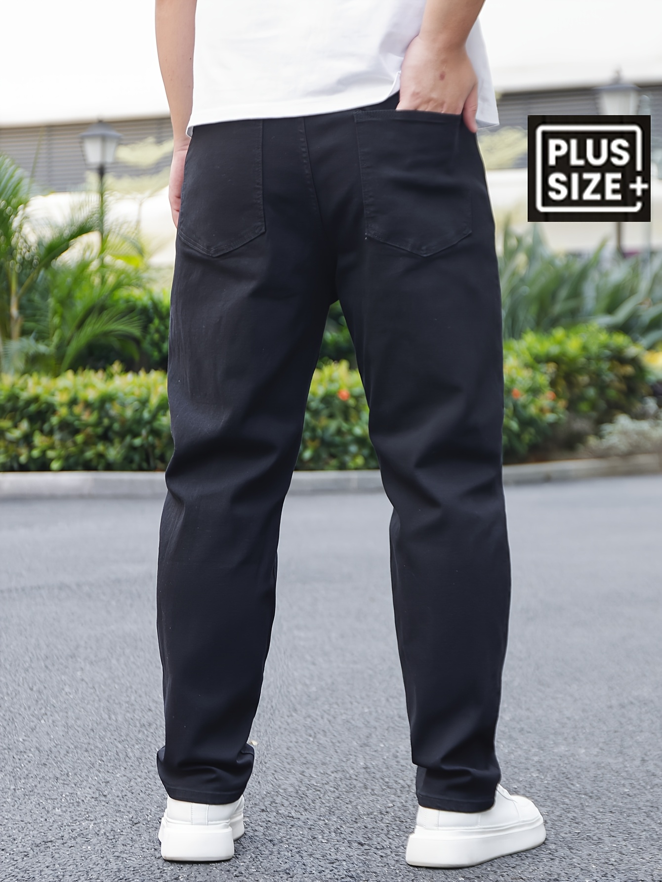 Men's Plus Size Loose Fit Cotton Jeans - Stylish Pants With Pockets