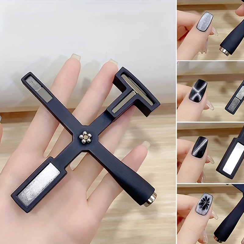 

1pc 5 In 1 Cat Eye Nail Polish Glue Magnetic Stick, Multi-function Cross Strong Magnet Stick With Sleeve Manicure Varnish Decal Tool