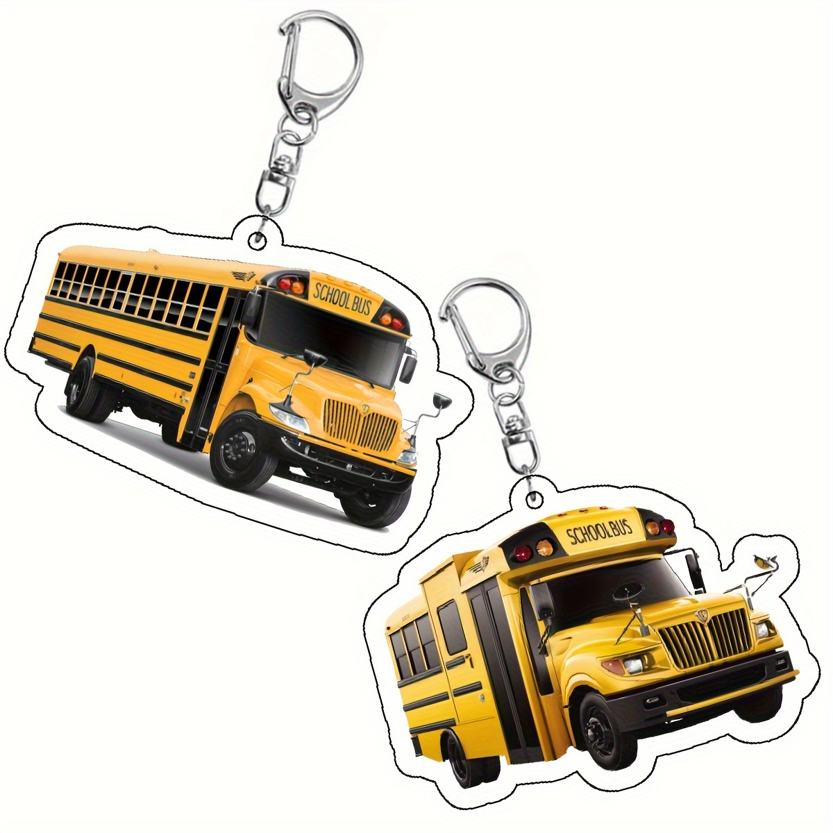 

Acrylic School Bus Keychain, Transportation Theme Shaped Keyring, Single Piece Decorative Bag Pendant, Homecoming Key Accessory 2d