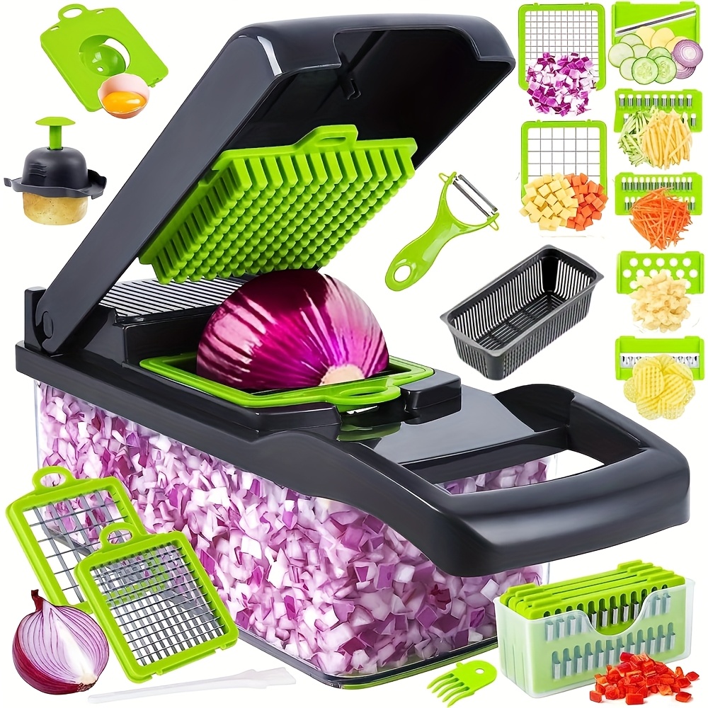 

15pcs/set - Multifunctional Vegetable Chopper, , Grater, Onion , Interchangeable Blades, Container And Ergonomic For And Cooking