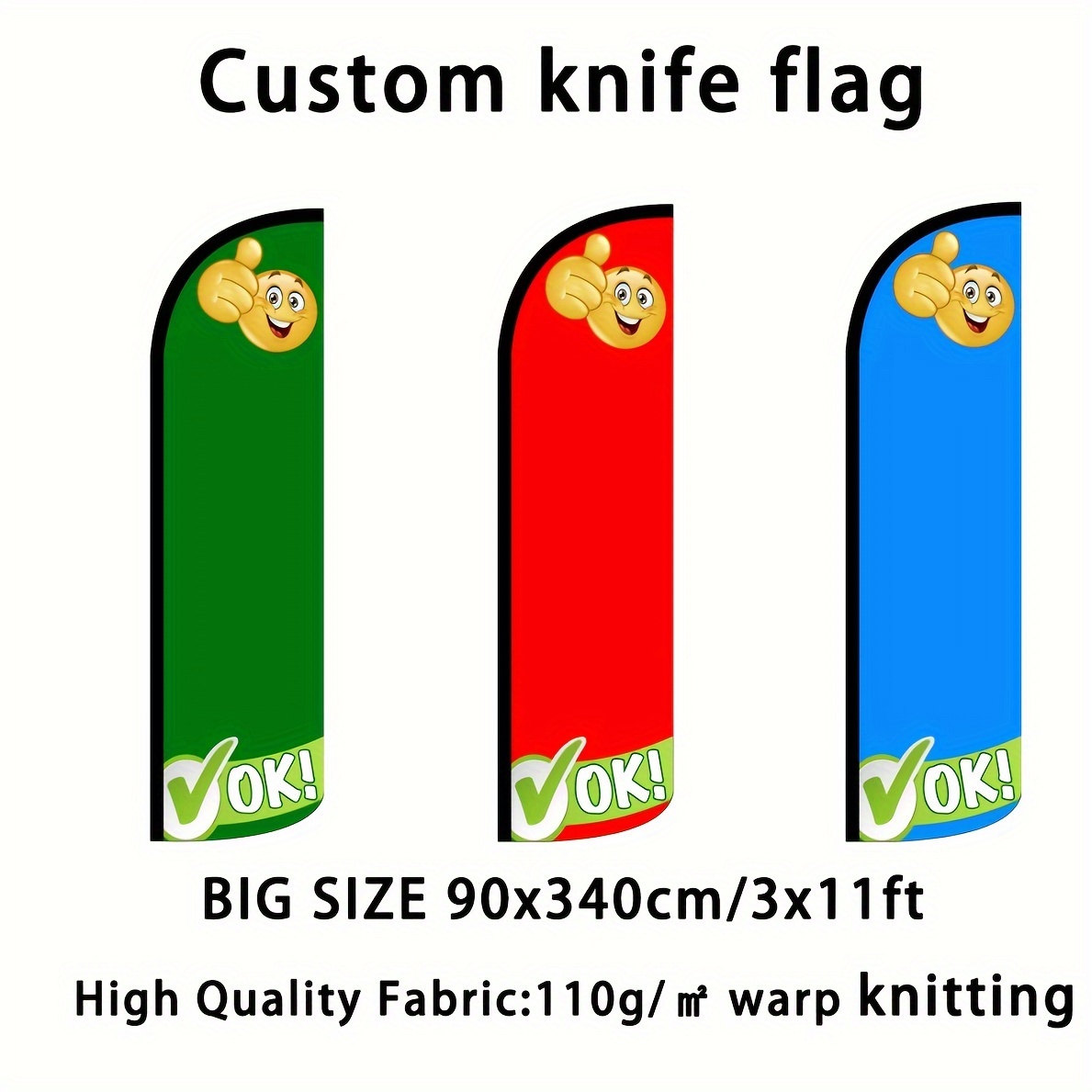 

1pc Custom Promotional Advertising Knife Flag, Digital Print, Small Business Supplies, Outdoor Decor, Pole Not Included