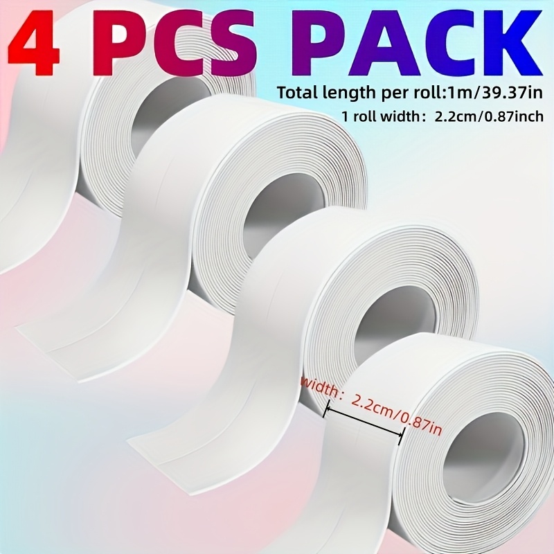 Image of 4 Rolls Of Self-adhesive Sealing Tape, Durable And , Suitable For Bathrooms And Kitchens, No Tools Required, , Tearable And Adhesive, Durable Plastic Sealing Strip