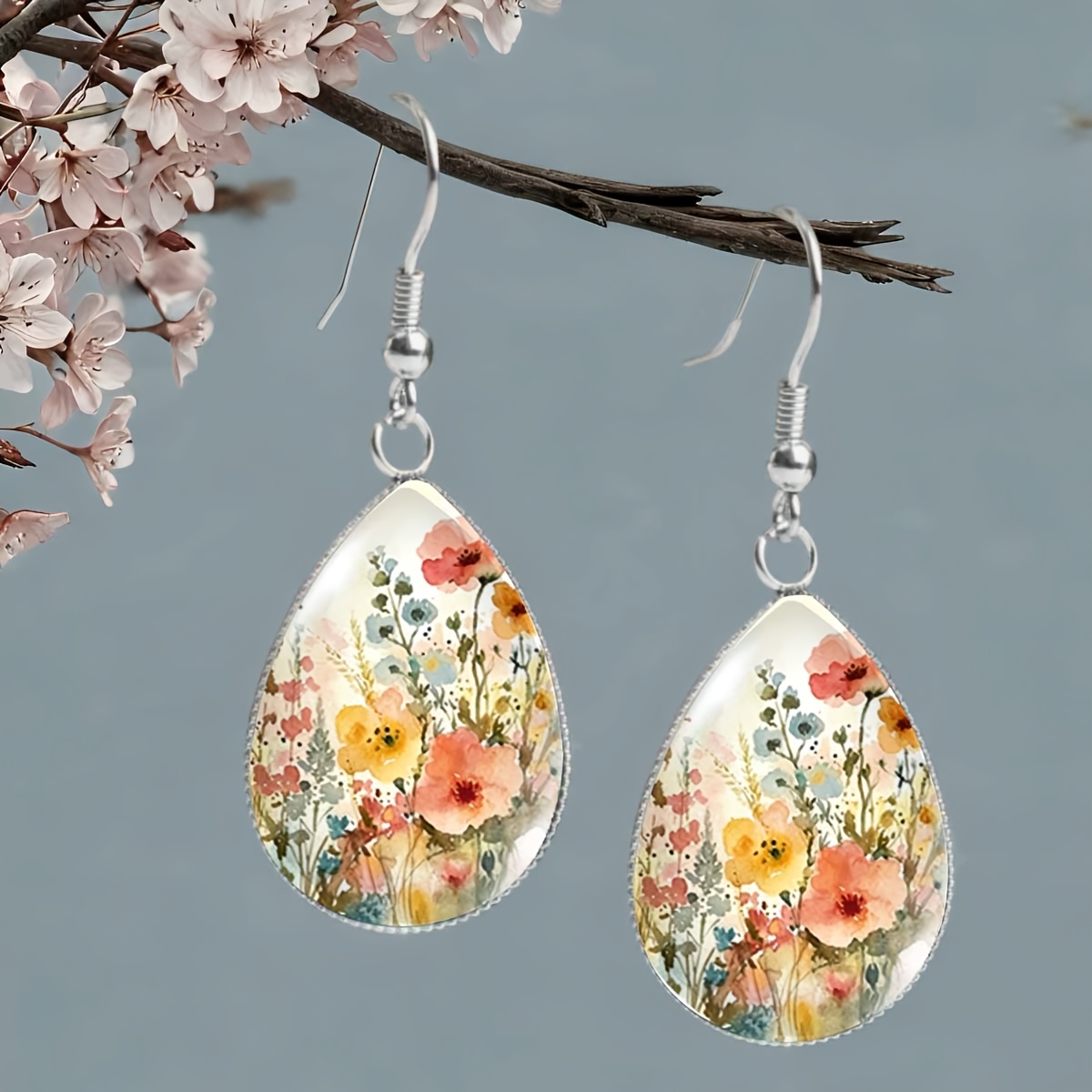 TEMU 1 Paire de Boucles d'Oreilles Fraîches et Artistiques, Design Aquarelle Florale Rose – Idéal pour Tenue Décontractée ou Bijoux . Cadeau pour
