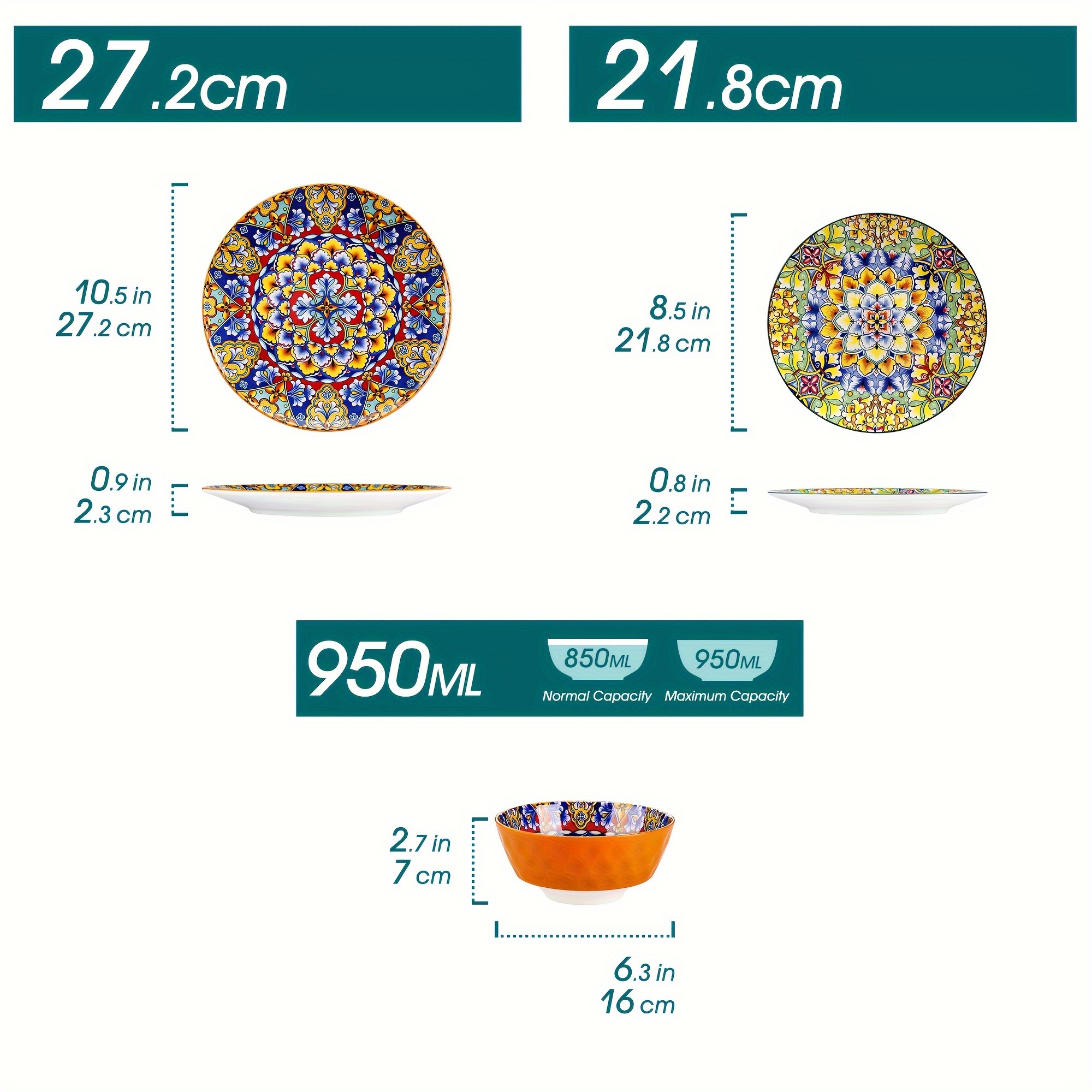 TEMU 18 Dinnerware Set / /bowl For 6