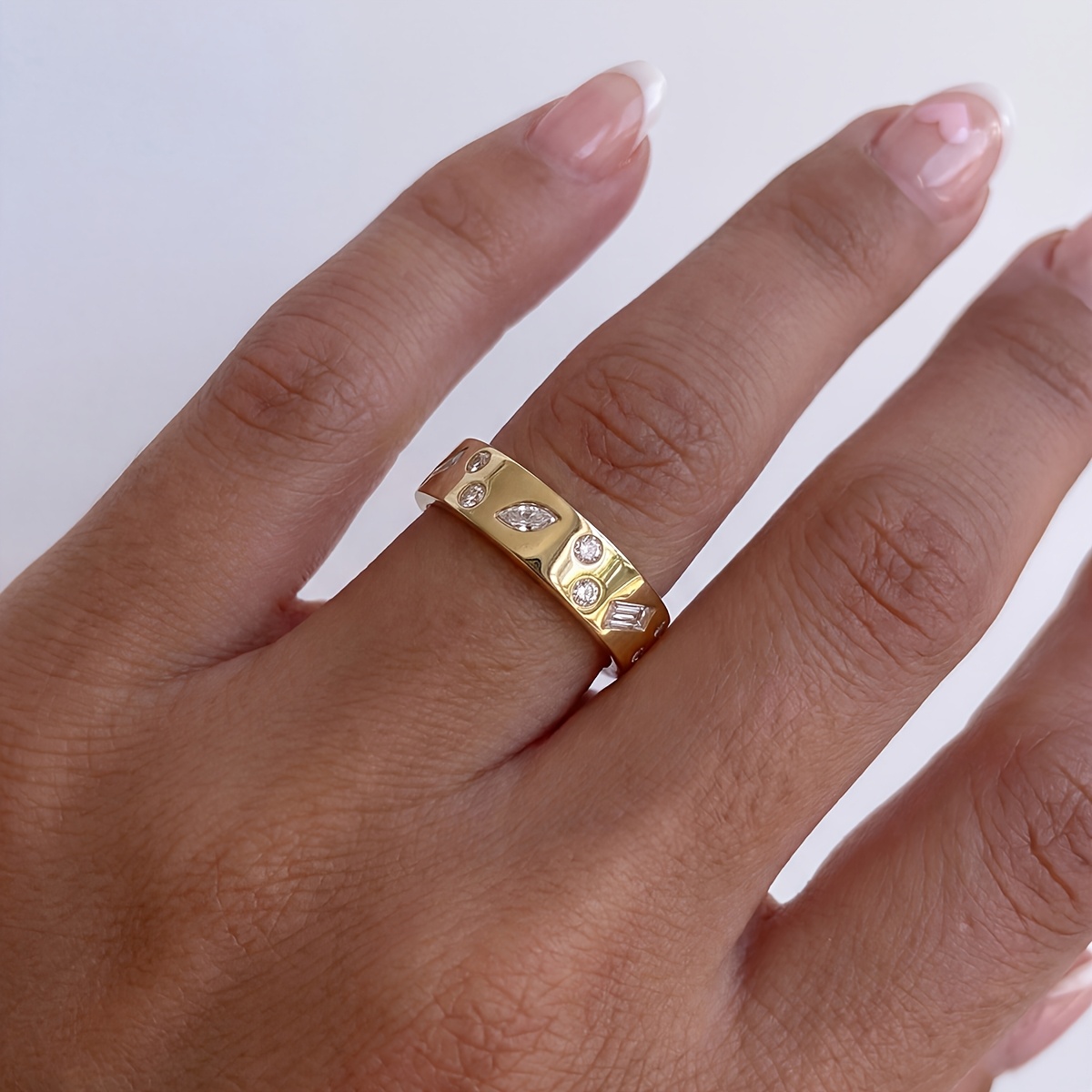 Women's Luxury Rectangular & Pear-Shape Stackable Wedding Rings