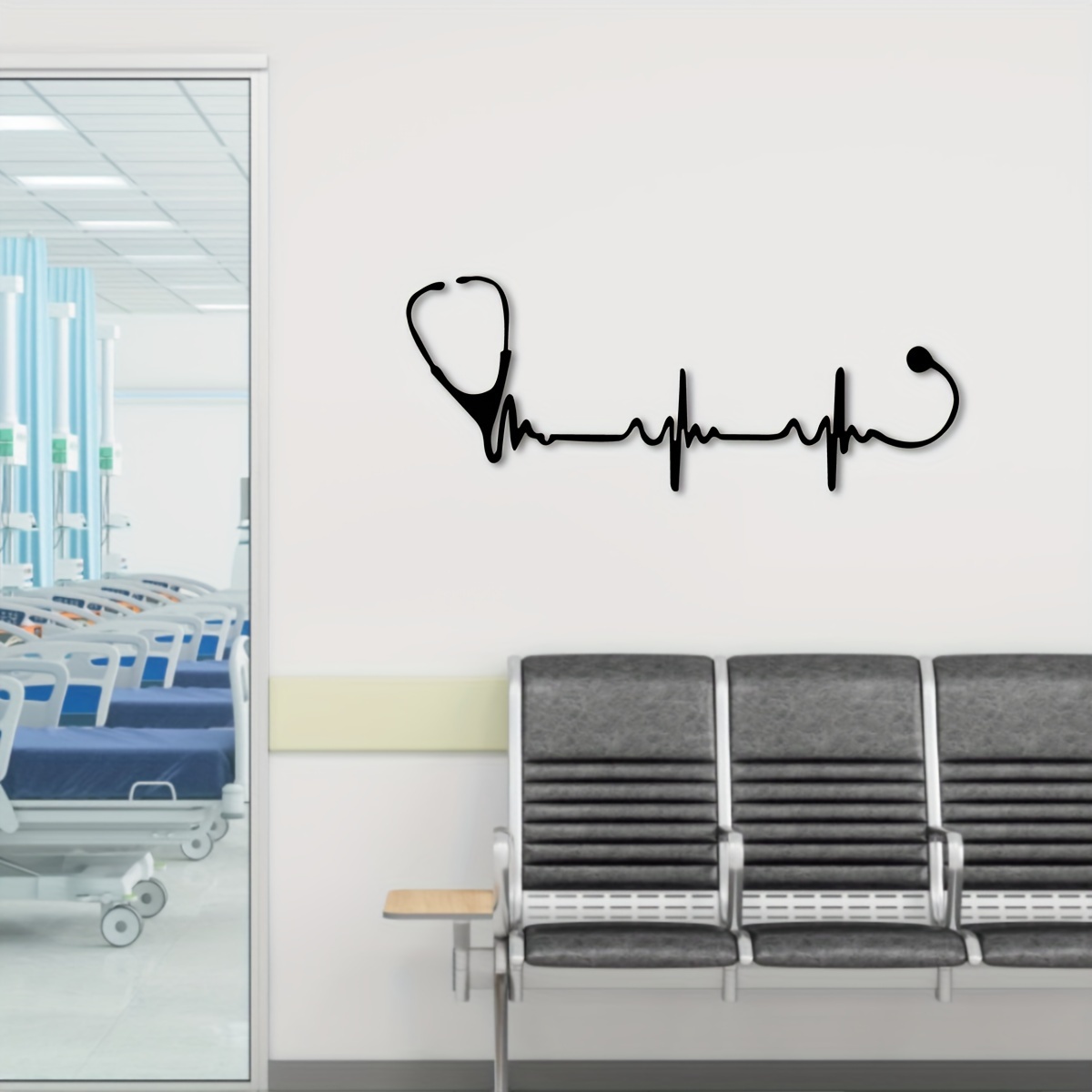 

Stethoscope Metal Wall Art - Perfect Gift For Doctors & Medical Staff, Large Surgical Decor, Iron Construction, Ideal For Home & Office