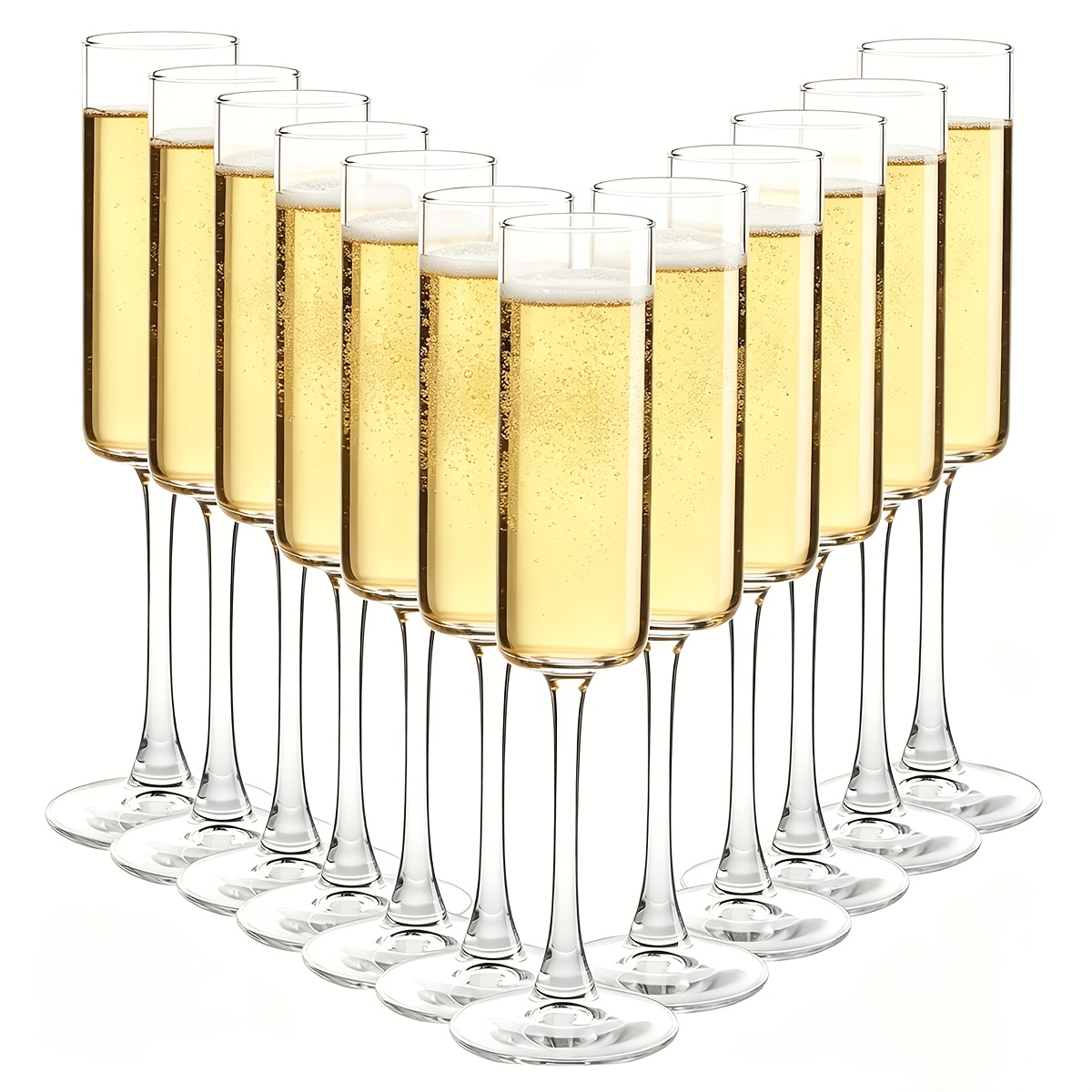 Image of 12 Glass Flutes, 6oz Glass Flutes, Stemmed Wine Glasses, Wine Glasses, Suitable For Birthdays, Weddings, Parties, Family Gatherings Cocktail Parties, Coming-of-age Ceremonies, Gifts