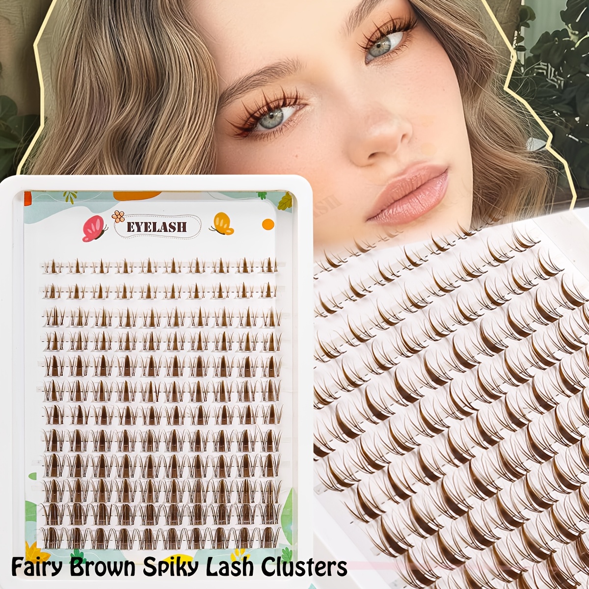 Image of 120 Clusters Fairy Brown Tapered Eyelash Clusters Set (for Anime/ Style Lash Extensions), Includes 120pcs Fine Soft Lash Clusters, Length 8-16mm, Designed For Beginners, Free Combination
