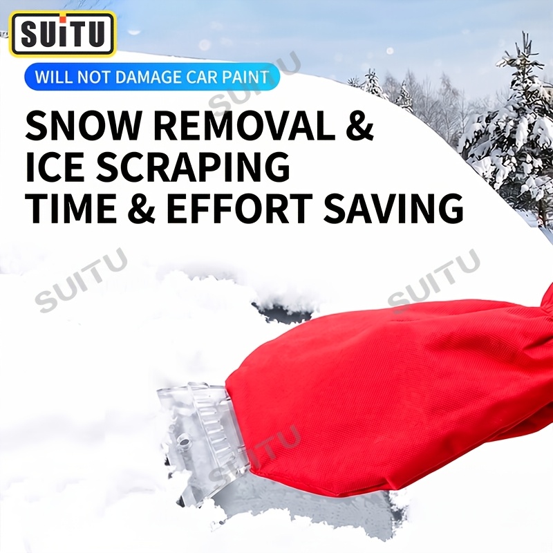 TEMU Gant à gants imperméable pour gratter de voiture avec doublure chaude, gant de déneigement de pare-brise au froid, outil de nettoyage anti-givre