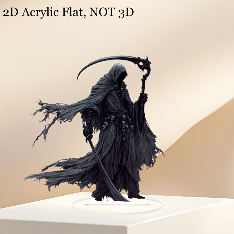 

2d Flat, Acrylic Reaper With And Statue Print, Multifunctional Decor For Desktop Display - Perfect Gift For Christmas, New Year, Valentine's Day, Ideal For Home, Office, Cafe