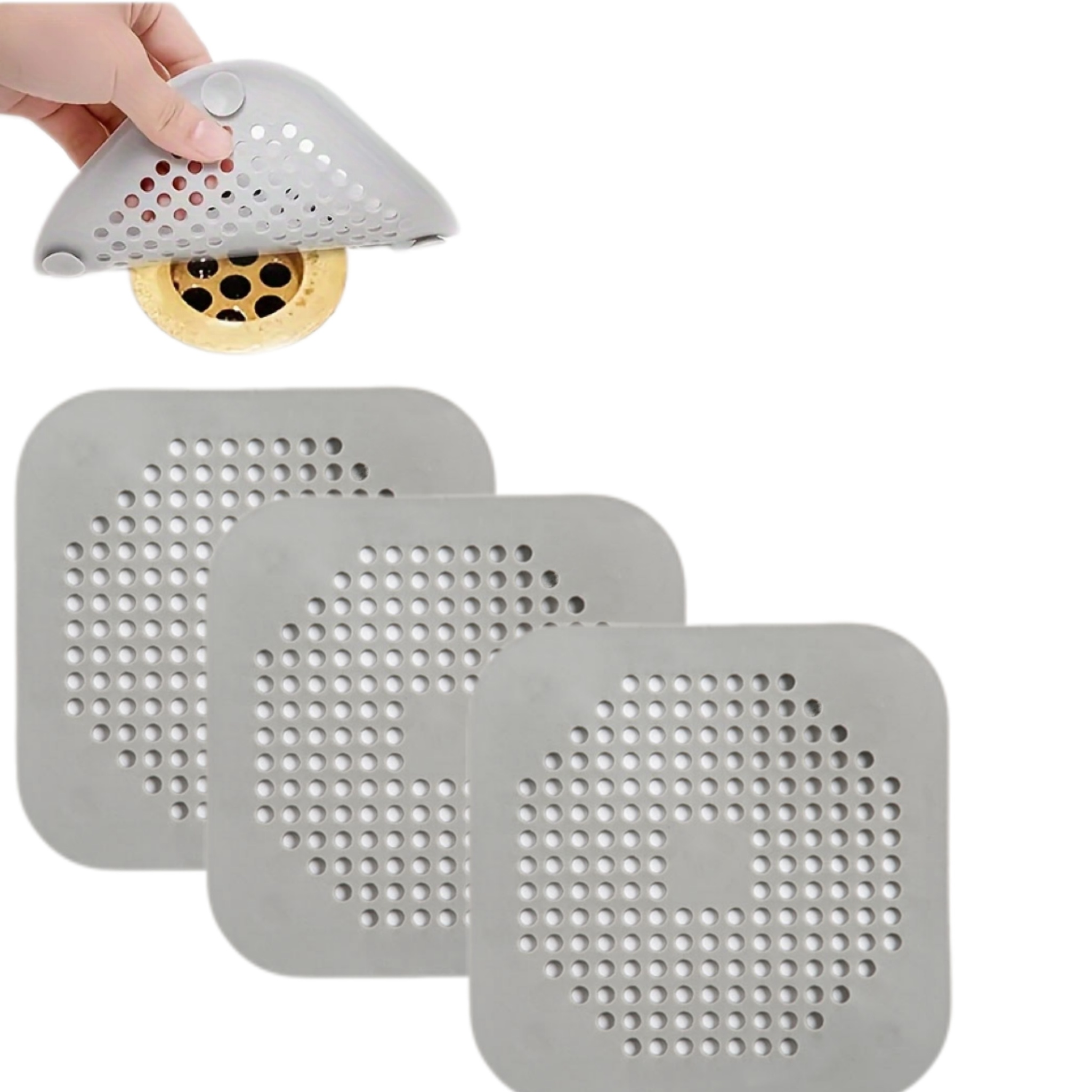 Silicone Sink Strainer 1Pc/3Pcs Set - Durable Kitchen And Bathroom Drain Filter with Fine Mesh, Hair Catcher with Strong Suction Cup Halloween, Christmas Decorations