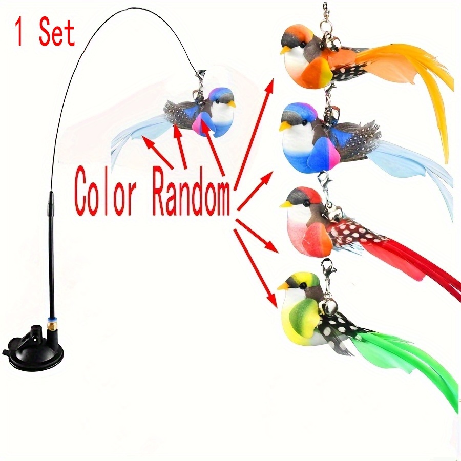 E-shop 1 Set Simuliertes Vogel- und Futterstäbchen-Set, Simuliertes Vogel-Futterstäbchen, langer Stab, doppelter Stab mit Glocke, leistungsstarker