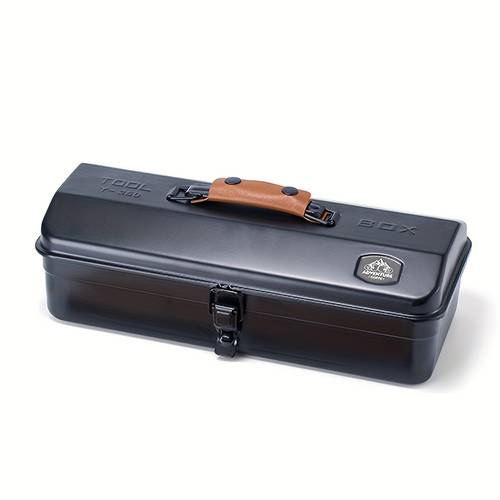 portable metal outdoor tool storage box with lid sturdy handles multi compartment organizer for camping picnics tools durable rectangular design in black green beige box cabinet rack for outdoor storage