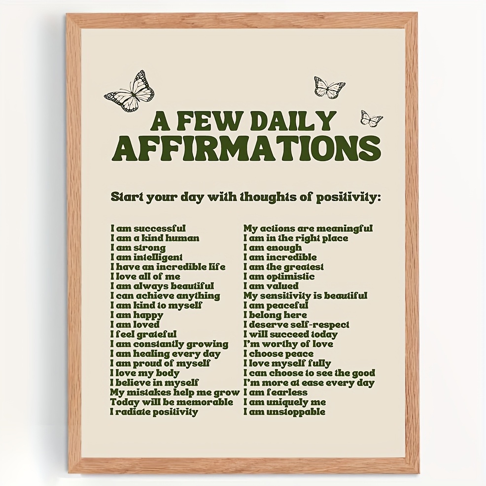 TEMU Daily Positive Affirmations Wall Art Poster - Inspirational Home Decor Print & Motivation Unframed, 2d Flat, Perfect For Room Decor, Halloween