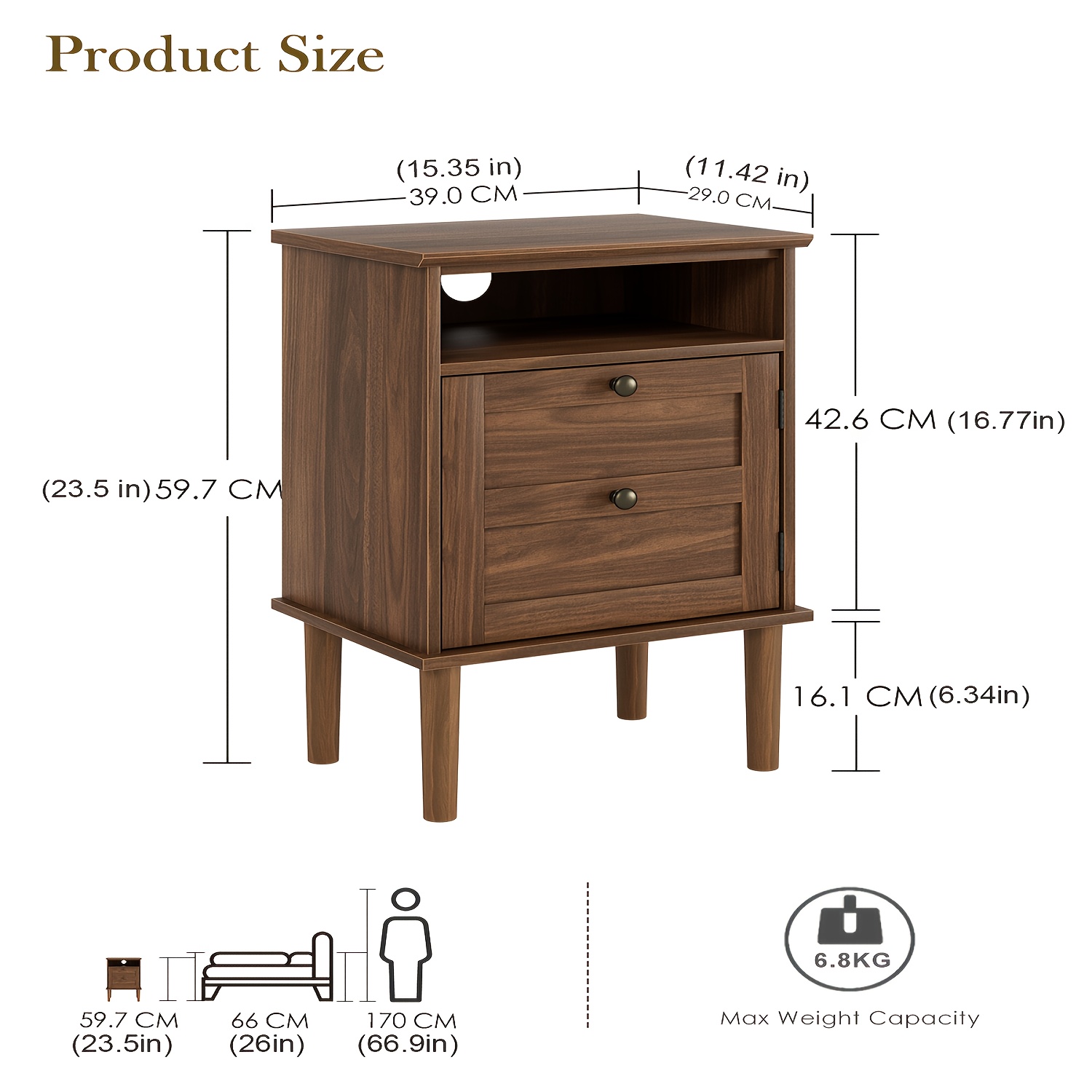 Bedside Table, Bohemian-style Bedside Cabinet with One Drawer, Contemporary Side Table Featuring Open Shelving, Wooden Tabletop Bedside Unit, Suitable for Bedrooms And Living Rooms., Bed Room Table