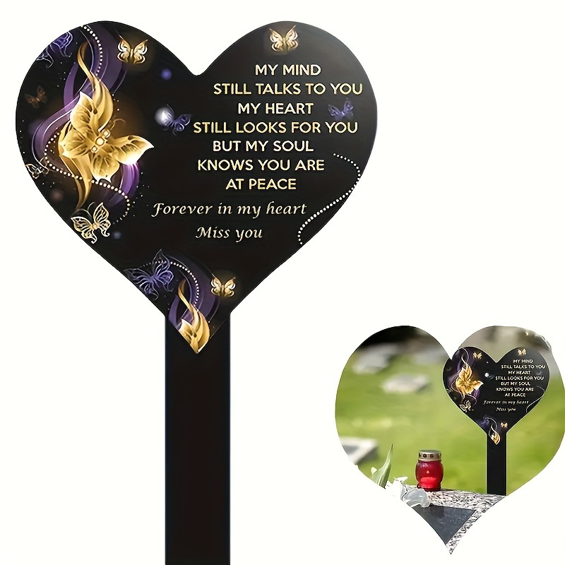 

Acrylic Heart Memorial Stake For Outdoor Gravesites - & Weather-resistant, , No Power Needed - Perfect