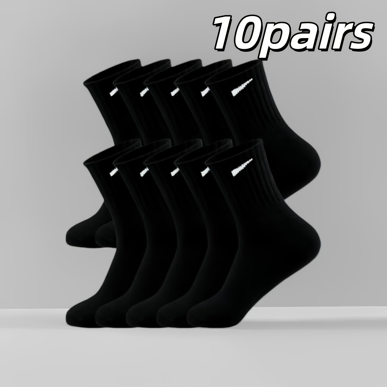 TEMU 10-pair Unisex Random Mid-tube Sports Socks, Classic Socks Suitable For Running, Gym, Work Environments, Moisture-wicking And Sweat-absorbing,