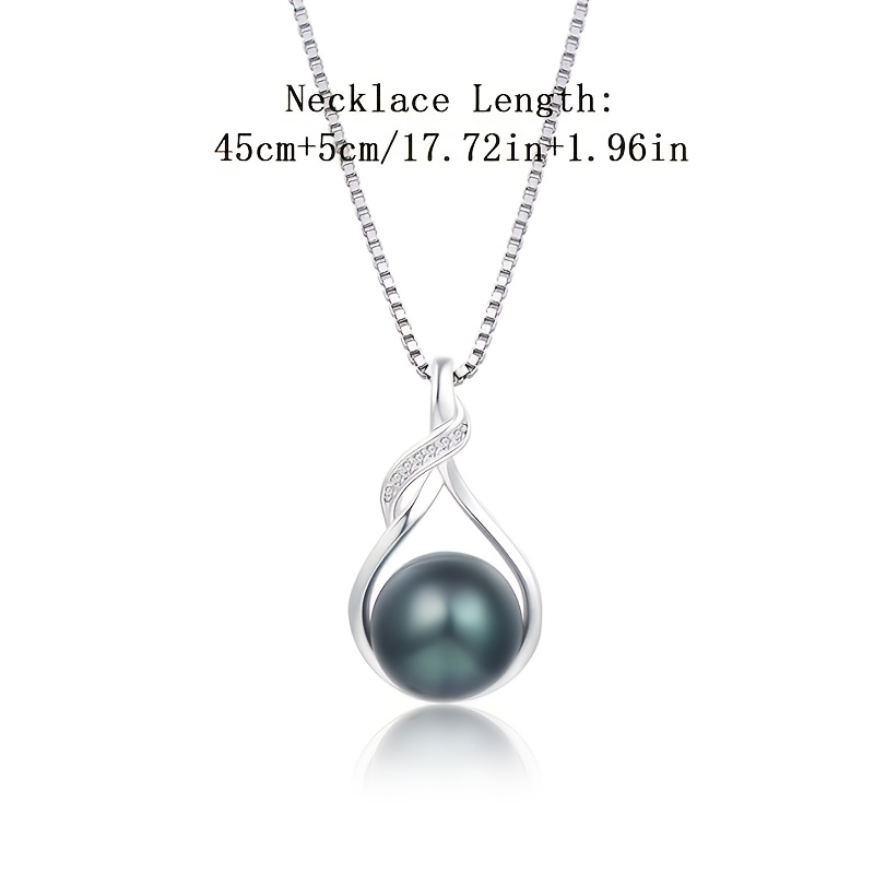 Image of Local Warehouse, Aetpage Women's Jewelry, 925 Sterling Silver Cultured Pendant Necklace, Inlaid With 5 Synthetic Zirconia, Bohemian Elegant Style, With An Exquisite Gift Box