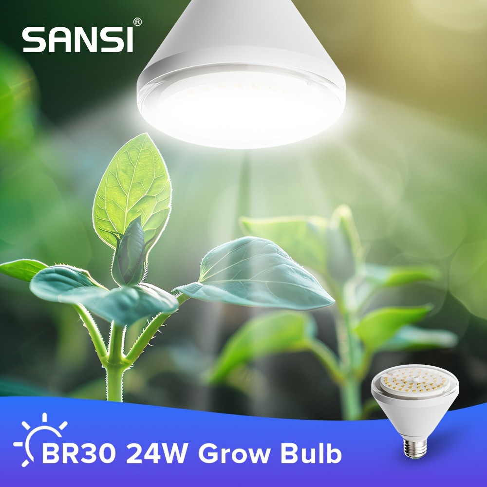 

Sansi Br30 24w Full Led Grow Bulb, 200w Plant , 120° Angle For Indoor Plants, Seed Starting And Flowering, 4000k Daylight, E26 Base