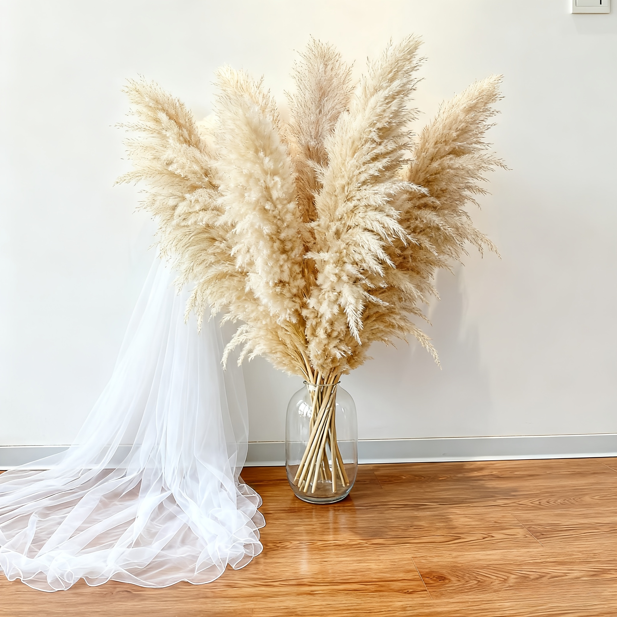 TEMU Halloween/christmas Decor Ofpack Of 26 Large Pampas Grass Xxl, Pampas Grass Decoration Large For Boho Decoration, Living Room, Table, Bedroom,