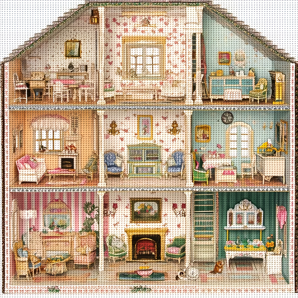 TEMU Set da 1 - Un Regalo per , Kit per Croce e Sognante a Tema Casa a Nove Scomparti, 14.17x14.17 Pollici, Qualit� con Ago , Croce 11CT Artigianato