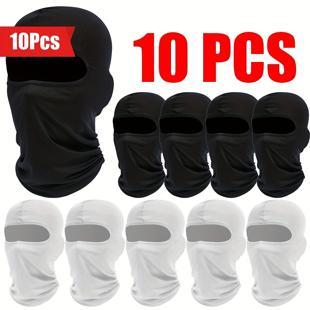TEMU 10pcs Breathable & Windproof Balaclavas - Stretchy Polyester Ski Face Masks In Assorted Colors For Men, Ideal For Motorcycle Riding, Cycling,