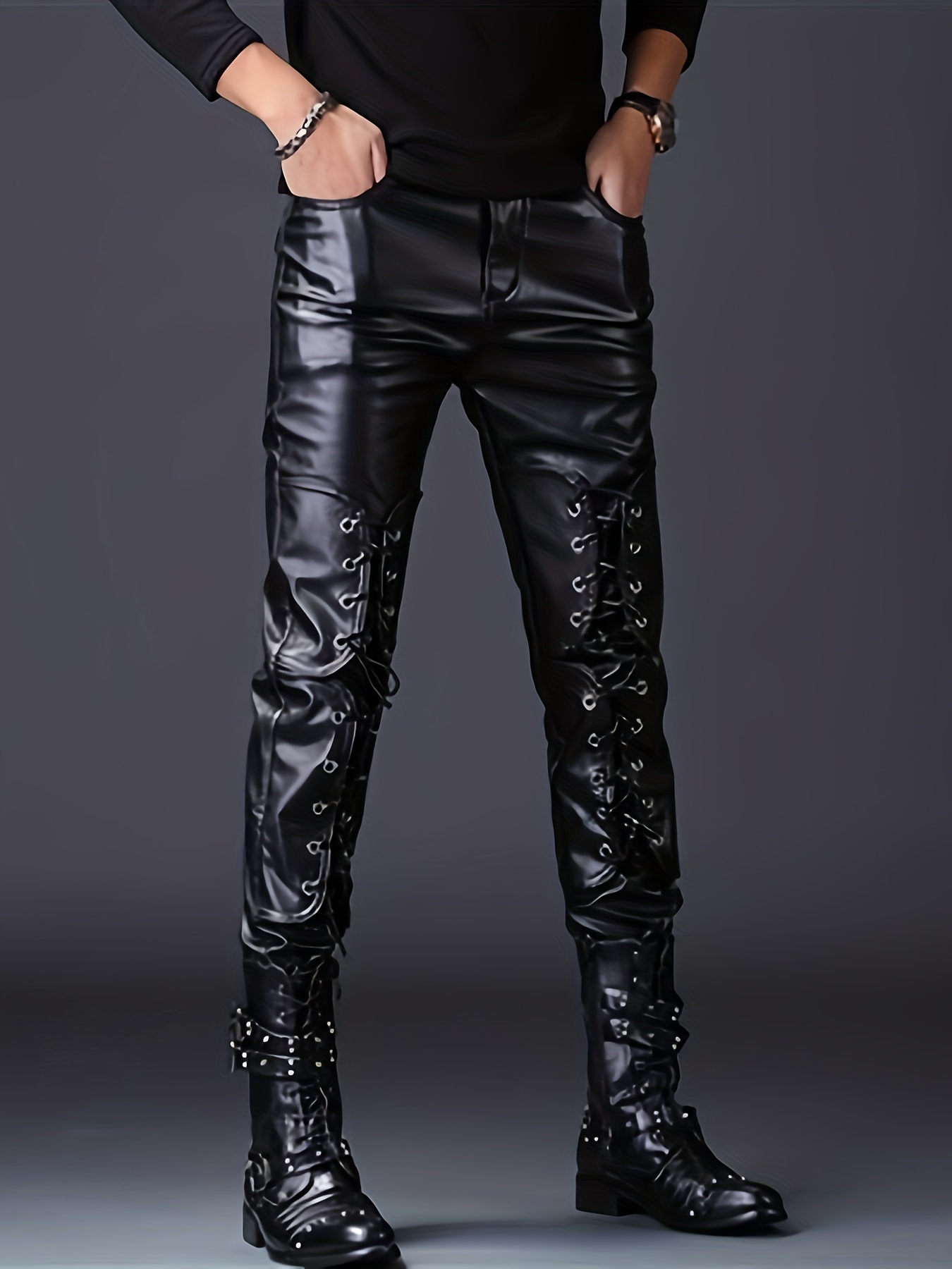 pantalones cuero pu hombre pantalones motociclista Temu Chile