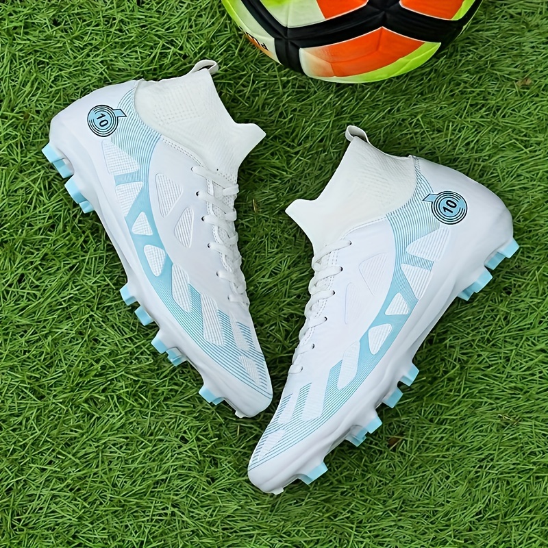 Men&#39;s Trendy High Top FG Football Boots, Professional Outdoor Anti-skid Breathable Lace Up TF Soccer Cleats