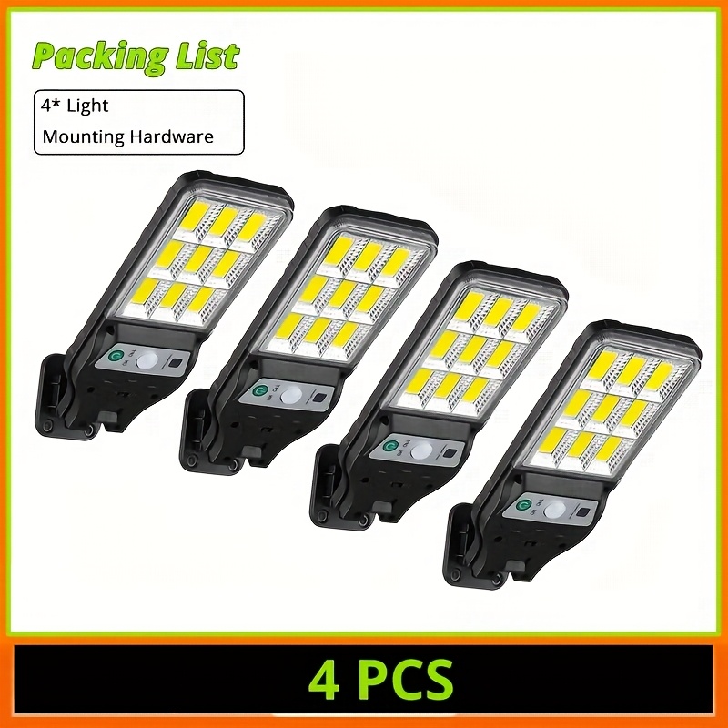 TEMU 4/6/8pcs Led Solar Outdoor Garden Wall Light, Street Lights With Motion Sensor Security Solar Flood Lights With 3 Lighting , Ip66, 90cob Solar