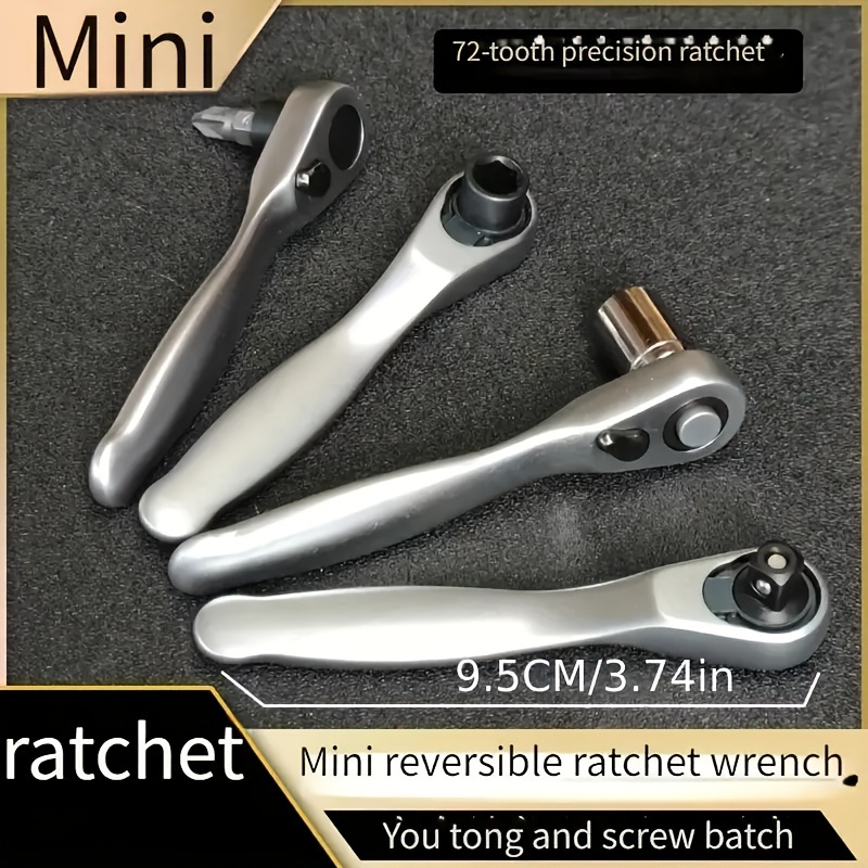 

1pc 2-in-1 Mini Ratchet Wrench Screwdriver With 72 Teeth, 1/4" Drive Socket, Quick Spanner, Durable Chrome Vanadium Steel