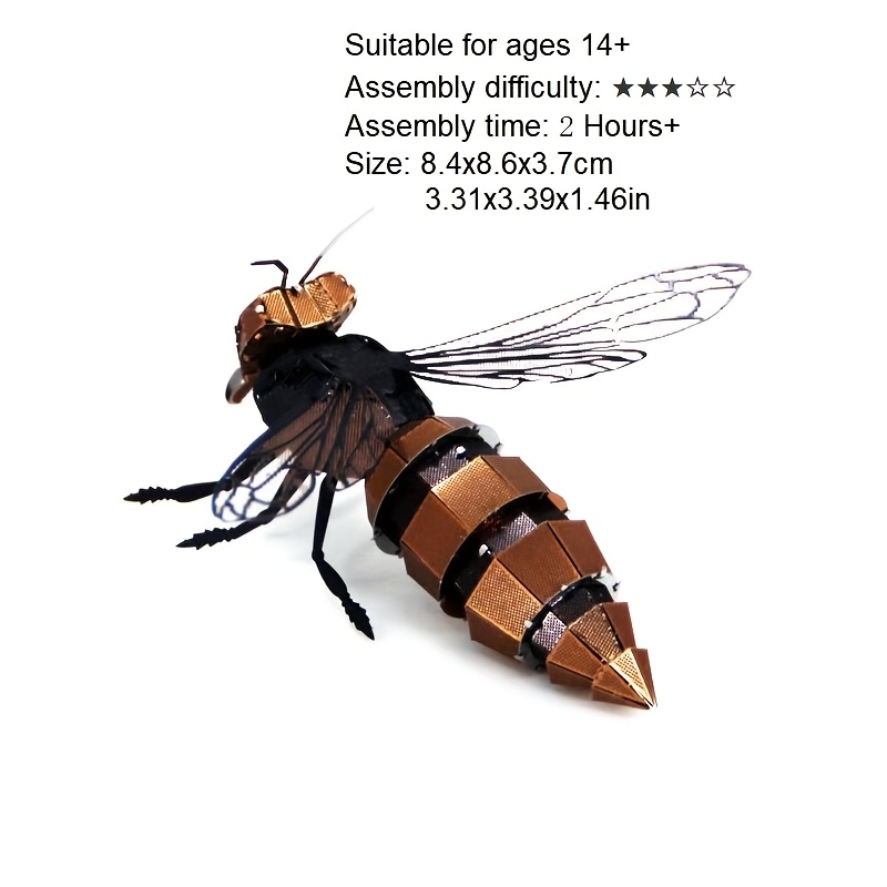 Image of Stainless Steel Puzzle Diy 3d Metal Puzzle Colorful Wasp Assembly Model Study Desk Decoration Christmas Gift Handcraft Exercise