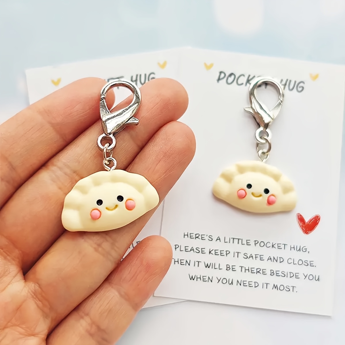 adorable mini dumpling keychain pocket hug card cute Temu Mauritius