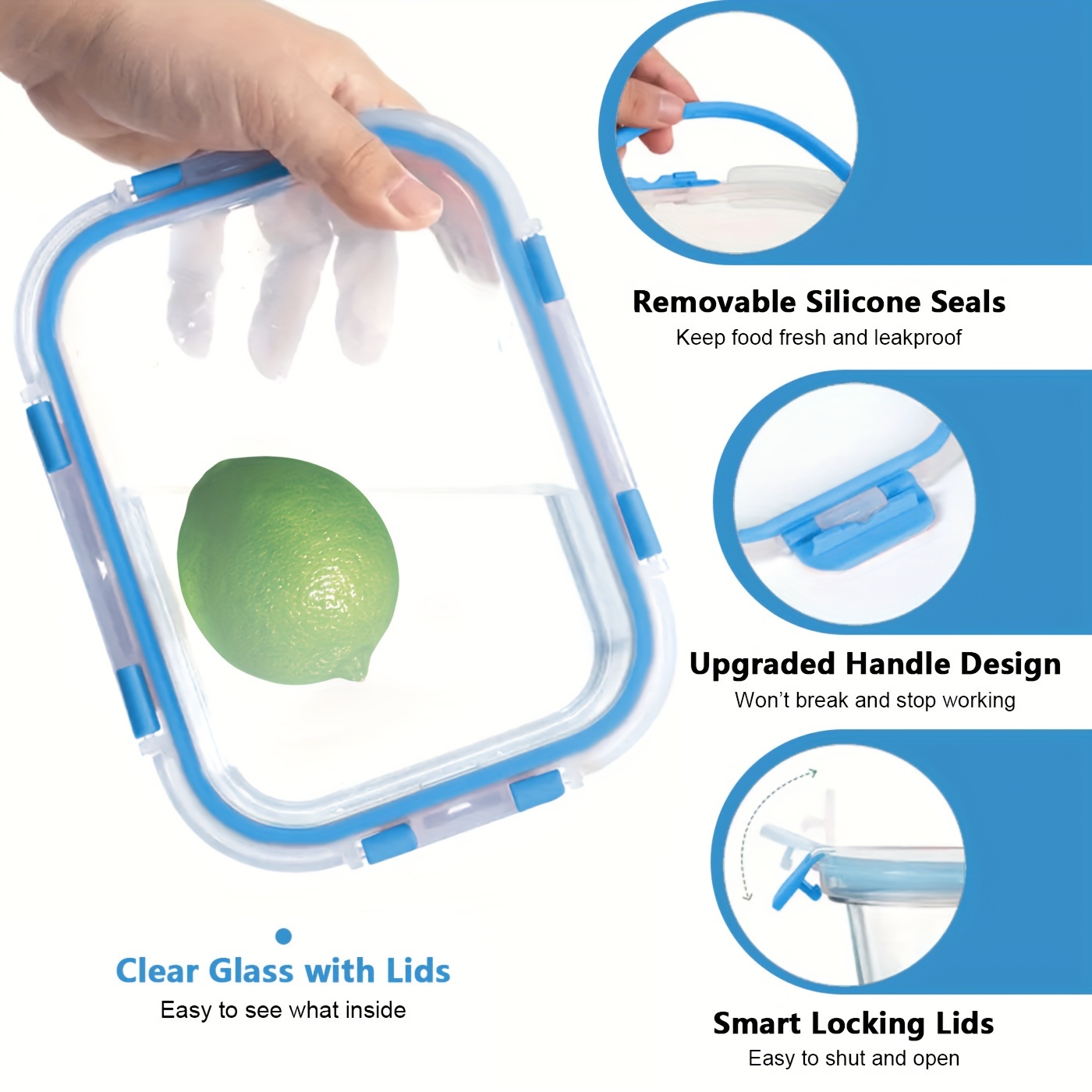 12pcs glass meal prep containers food storage containers with lids airtight glass lunch boxes microwave oven freezer and dishwasher safe Product details 1