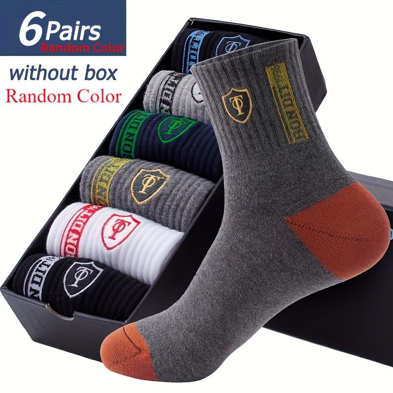 TEMU 6pairs Men's Simple Anklets Socks, Sports Sweat-absorbing Anti-odor Spot Glue Non-slip Socks For Basketball Running