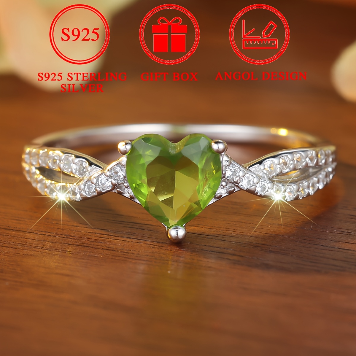 S925 925 Silver Heart-Shaped Crossover Ring for Teenagers