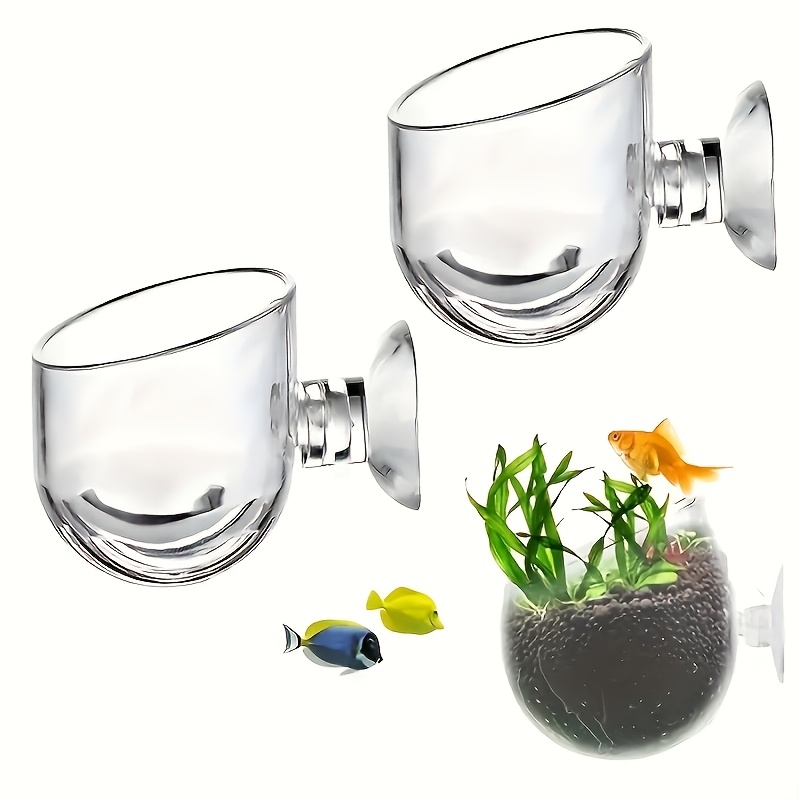 

5pcs Clear Acrylic Aquarium Plant Pots With Suction Cups, Multi-use Fish Plant Holder, Plastic Aquatic Planter, Feeder For Home Aquarium Decor