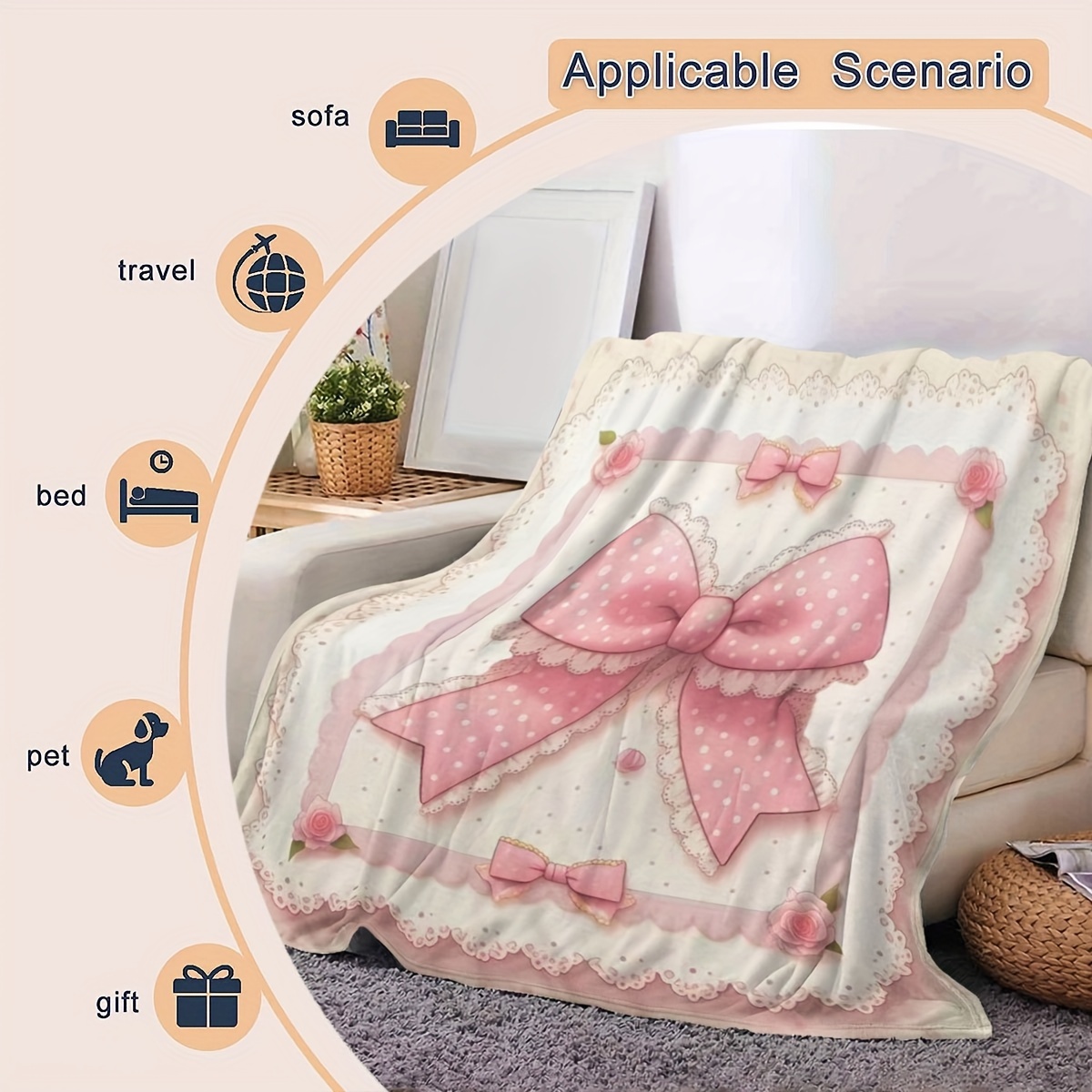 pink bow polka dot princess throw blanket vintage Temu Portugal