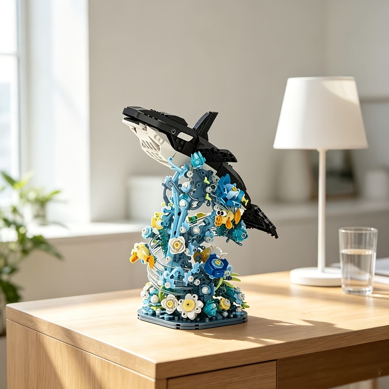 Orca Ocean Themed Building Blocks, 3D Assembly Model with Coral